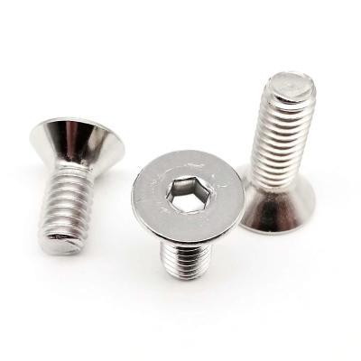 China UNC 1/4-20 US Thread 304 Stainless Steel A2-70 Hex Socket Flat Flat Countersunk Head Screw Bolt for sale