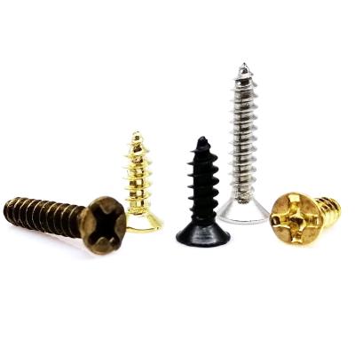 China Flat Gold Silver Bronze Black Length 4-16mm M2 M2.6 M3 Phillips Flat Countersunk Head Steel Self Tapping Wood Screw 4 Colors for sale