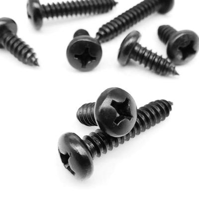 China Round Black 304 Stainless Steel Cross Phillips Pan Round Head Self Tapping Screws M1.4 M1.7 M2 M2.2 M2.5 M3 M3.5 M3.9 M4.2 M5 M5.5 for sale