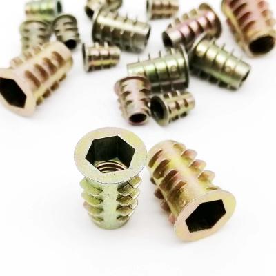 China General Industry Wood Furniture M4 M5 M6 M8 Outside Thread Metal Hexagon Hex Socket Head Nut Zinc Alloy Embedded Insert Nut for sale