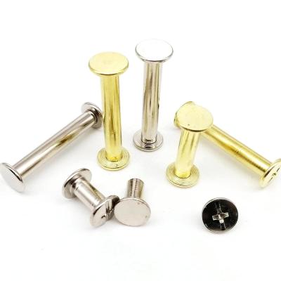 China M5x5-150mm leather bag belt photo album book mail binding screw bolt nail rivet chicago flat gold silver screw for sale