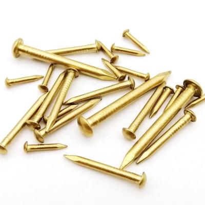 China Round Golden Diameter 1.2 1.5 2 2.8mm For Jewelry Box Drum Hinge Furniture Small Mini Round Head Pure Copper Length= 8~50mm Nail for sale