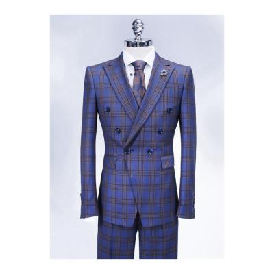 China Anti-Wrinkle Mens Extra Large Order China Suit Blazers Jacket Blue Plaid for sale