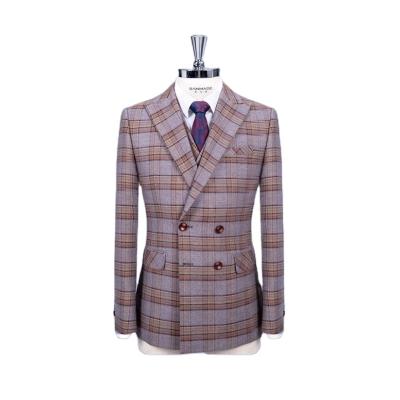 China Wholesale High Quality Brown Anti-wrinkle Plaid Mens Classic Fit Suit Jacket for sale