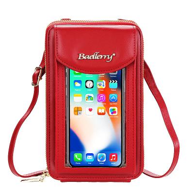 China 2022 high quality baellerry touch screen phone clips women handbags pu rfid leather wallet women fashion shoulder cross - body phone bags for sale