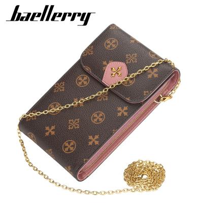 China baellerry waterproof pu leather wallet with chain women shoulder ladies handbags women phone money clip for sale