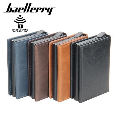 China 2021 fashion men's leather baellerry card holder baellerry new fashion card holder clip id card holder automatic snap wallet for sale