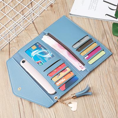 China Baellerry Waterproof Heart Wallet Women Long Clutch Purse 2021 Coin Clip Slim Zipper Tassel Credit Card Wallet Purse With Card Holder for sale