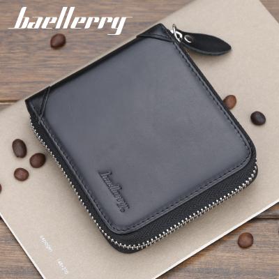 China Very Popular Men's Waterproof Wholesale Baellerry Wallet Wallet Slim Genuine Leather Zipper Short Purse for sale