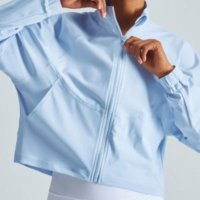 China Breathable drop shipping new lulu high end yoga workout clothes for fall and winter, loose pocket tops, long sleeve zipper sports jacket for sale