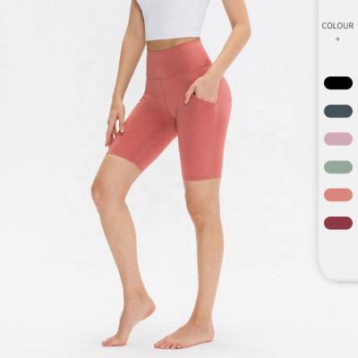 China 2021 Summer Women's Breathable Cycling Sports Yoga Shorts For Women Sweat Gym Ladies Workout Training Running High Waist With Pocket Shorts for sale