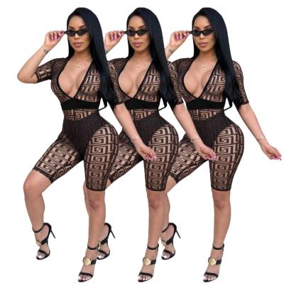 China Anti-pilling ready to ship transparent 2018 women's mesh jumpsuits clothing clubwear WA3001 for sale