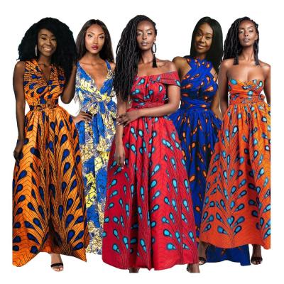 China Wholesale Spandex SA80212 As Pictures Showed Styles Fashion Print Designs Ethnic Dashiki Kitenge Maxi Dress For African Women for sale