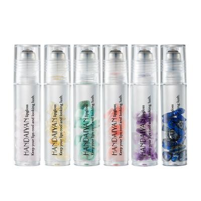 China Waterproof Crystal Stone Rollerball Lip Gloss Makeup Lip Gloss Seller for sale