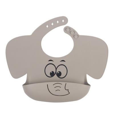 China Sale BPA Silicone Teether Bib Silicone Baby Teether Free Top Bib Silicone Animal Printing Feeding Elephant Waterproof Baby Bib for sale