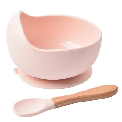 China Eco-friendly Baby Silicone Material Classic Bowl and Spoon or Fork Set Baby Silicone Dinnerware Set for sale