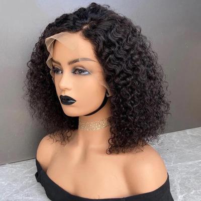 China 2022 Wholesale Cheap Curly Bob Style Short Wig Brazilian Silky Straight Wave Front Wig Virgin Human Hair Bob Wigs For Black Women for sale