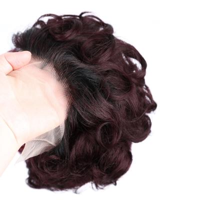 China Hot Sale Water Wave Silky Cuticle Aligned Hair Fumi Pixie Wig, 99j Burgundy Glueless Pixie Cut Short Bob Curly Wigs, Transparent Lace Wig for sale