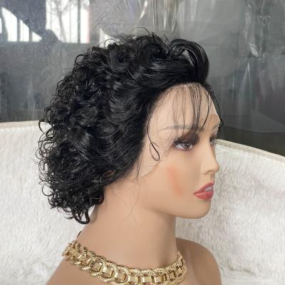 China Direct Strong Lace 13x1 Frontal Pixie Wig With Baby Hair Pixie Cut 13*4 Pixie Cut Lace Wig Factory Hair Silky Straight Wave Wig for sale