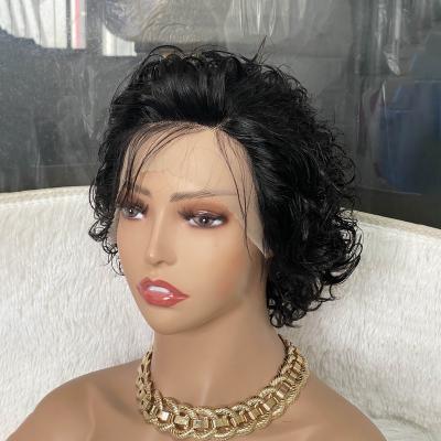 China Frontal Hair Pixie Cut Lace Wig 13*4 13x1 Frontal Pixie Wig With Baby Hair Wave Factory Direct Hot Sale Silky Straight Lace Wig for sale