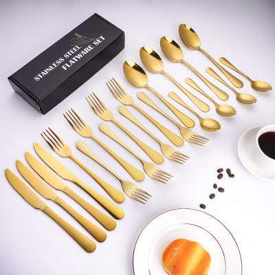 China Hot Sale Reusable Reusable Stainless Steel Wedding Flatware Wedding Kitchen Gold Knife Spoon Fork Luxury Cutlery Set With Gift Box for sale