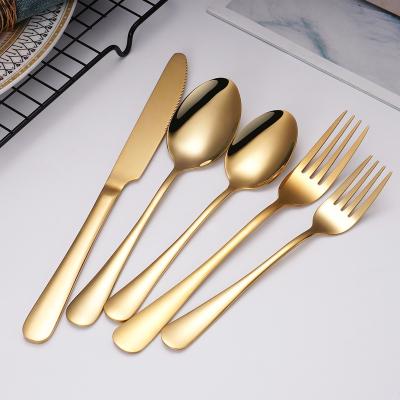 China Wholesale Custom Viable Luxury Reusable Silverware Korean Knife Knife Spoon Fork Stainless Steel Flatware Gold Plated Cutlery Set for sale