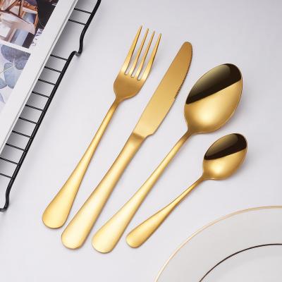 China Wholesale-Viable Luxury Gold Plated Stainless Steel Silverware Restaurant Hotel Kitchen Silverware Knife Spoon Fork Flatware Silver Plated Cutlery Set for sale