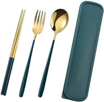 China Sustainable Portable Reusable Luxury Silverware Gift Box Outdoor Camping 304 Stainless Steel Flatware Travel Cutlery Set for sale