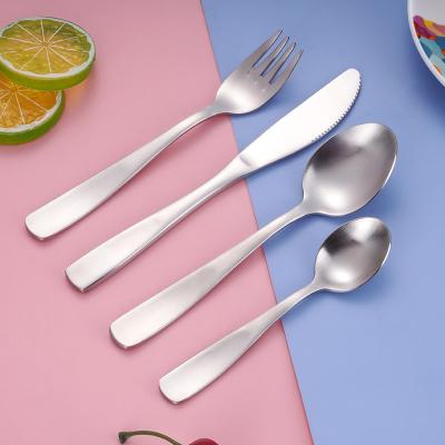 China Viable Manufacturers Wholesale Children's Training 4 Pcs Cute Knife Fork Spoon Stainless Steel Baby Flatware Set Children's Cutlery Set for sale