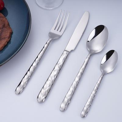 China Viable Manufacturers Hotel Restaurant Wedding Spiral Handle Flatware Stainless Steel Spoon Knife Fork Silverware Cutlery Set for sale