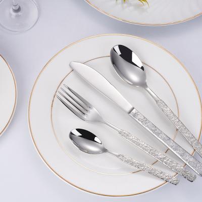 China Wholesale Viable Luxury European Western Restaurant Home Silverware Stainless Steel Knife Spoon Fork Spoon Cutlery Set Wedding Viable for sale