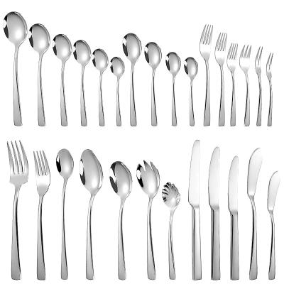 China Camping Luxury Travel Stainless Steel Silverware Restaurant Stainless Steel Spoon Knife Fork Cutlery Flatware Viable Customized Reusable Bulk Set for sale