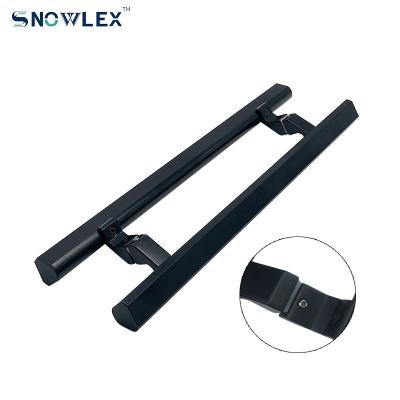 China Modern Ordinary Glass Door Handle Aluminum Alloy Black H Type Sliding Door Handle for sale