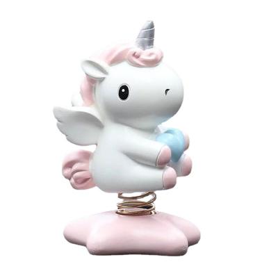 China No carriage unicorn car wobble spring rooster shimmy unicorn car decoration shimmy lovely for sale