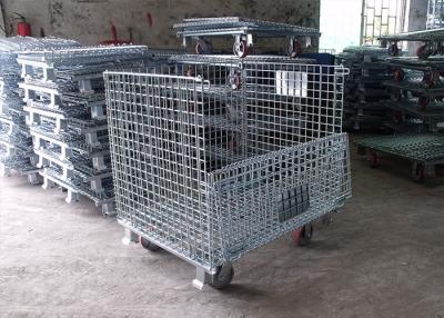 China Moveable Foldable Wire Container , Steel Wire Cage With Galvanized Surface Treatment for sale