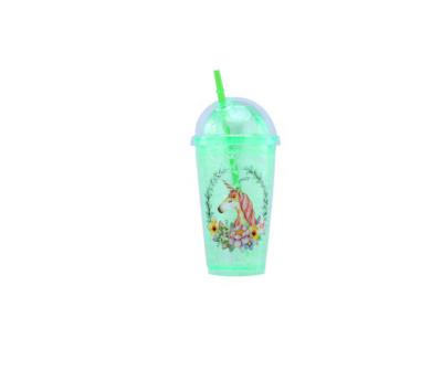 China Sustainable Plastic Cups With Dome Lids Sublimation Drinks Double Cover Plastic Straw Ice Cup for sale