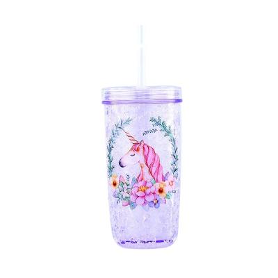 China Sustainable Good Quality Plastic Double Layer Straw Refrigeration Portable Plastic Straight Cup for sale