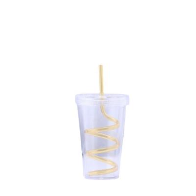 China Sustainable High Quality Customizable Reusable Plastic Single Layer Straw Cup With Straw for sale