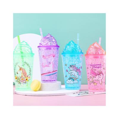 China Custom Logo Acrylic Double-Layer Viable Tumbler Provides Straightly Reusable Maker Plastic Cup With Lid And Straw for sale