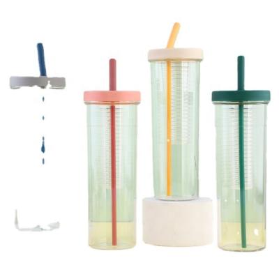 China Changeable Separation Viable Net Red Fruit Tea Cup Containers Filling Filter Straw Flower Tea Infused Plastic Folding Water Bottle for sale