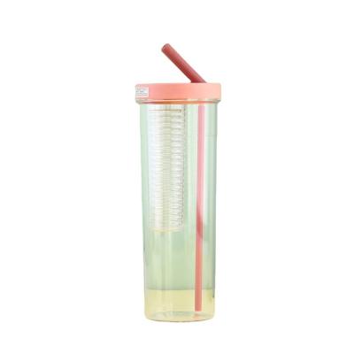 China 24oz Viable Fruit Infuser For Delicious Drinks Plastic Take Away Cup Fruit With Filter BPA Tritan Shake Free LLeak Proof Tea Bottle for sale