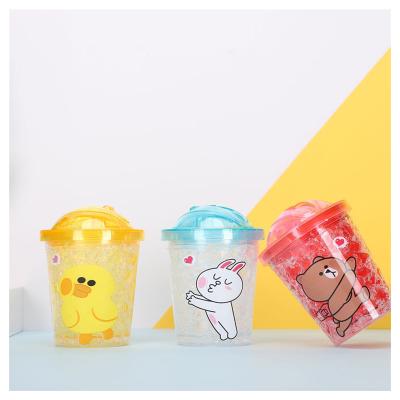 China Viable Coffee Mugs Custom Logo Reusable Double-Layer Insulation Double Wall Tumbler Plastic Coffee Straw Cups Generic Cold Clear for sale