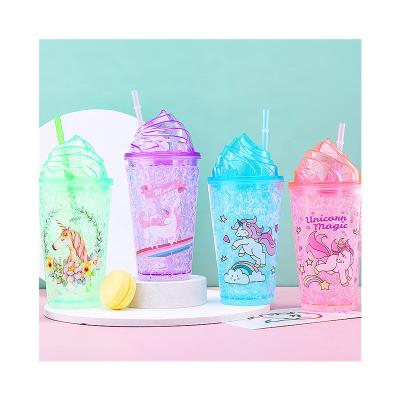 China Hot Selling Sustainable Cup-in-Cup Reusable Tumbler Take Away Cold Drink 450ml Coffee Sublimation Color-changing Mugs Drink Mugs With Lid for sale