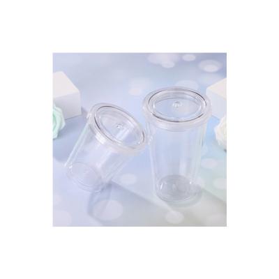 China Sustainable Reusable Custom Logo Tumbler Double Layer Plastic Acrylic Cup With Lid And Straw for sale