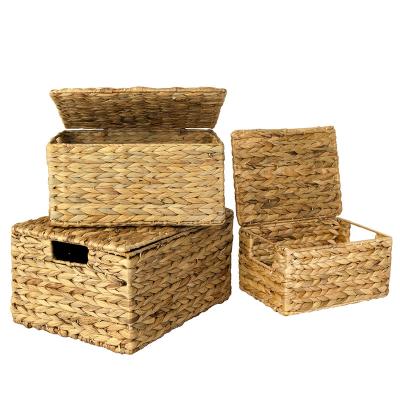 China Sustainable Hot Selling Laundry Storage Box Unit Baskets Bathroom Boxes Rattan Decoration Wicker Basket for sale