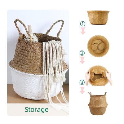 China Portable Foldable Laundry Tissue Box Rattan Storage Baskets Handmade Gifts Hanging Woven Wall Basket Decor for sale