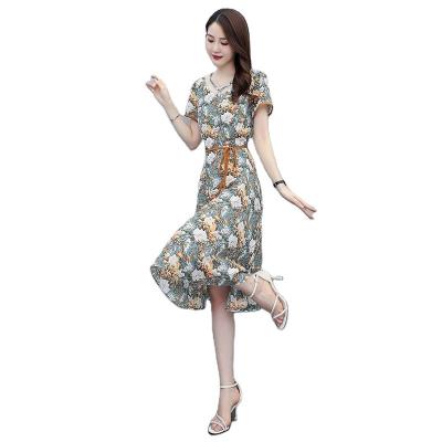 China Anti-Static Factory Directly Supply Women Large Size French Spotted Chiffon Dresses for sale