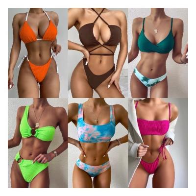 China Plus Size Women's Swimwear 2 Pcs Brazilian Top Thong Bikini Set Swimsuits For Women for sale