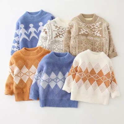 China Winter Warm Color Anti-pilling Sweater Baby Kids Fat Knitted Girls and Boys Knitted Jumper for sale