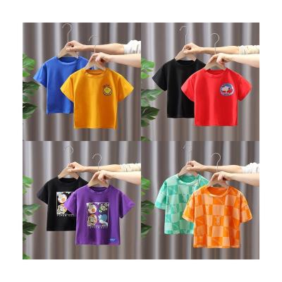 China 2022 Children 2-13Y High Quality Cotton Anti-pilling Cartoon Tops Summer Cute Boy Girl Short Sleeve T-shirt for sale